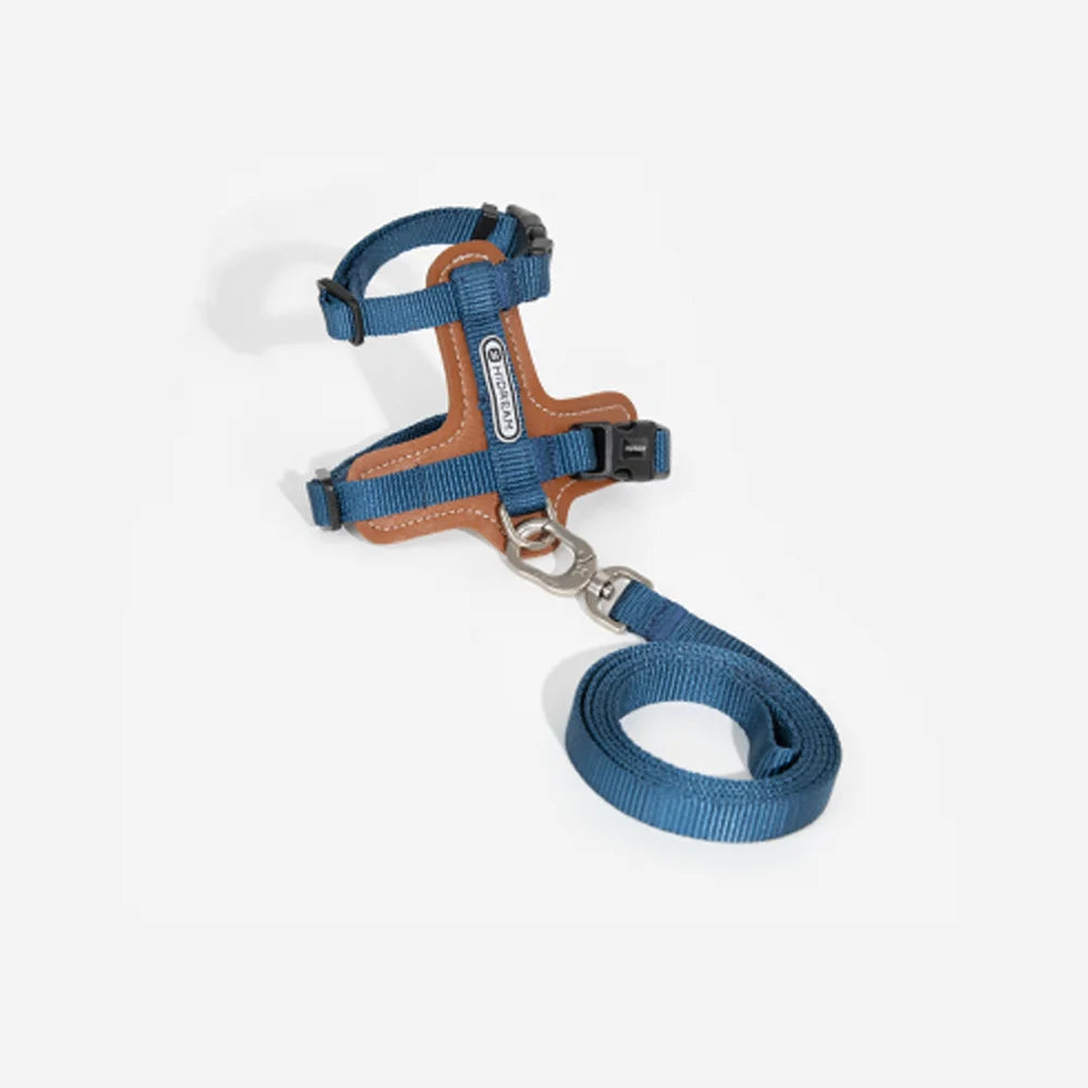 Leather Vest-style Cat Harness and Leash Set Yunshan Blue