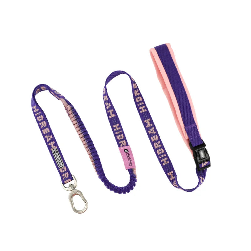 Soft Handle Adjustable Elastic Dog Leash Purple