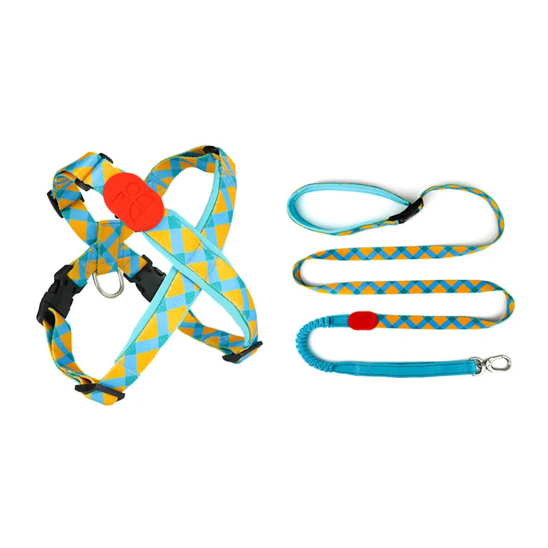 Fashion Pro Adjustable Type X Dog Harness and Leash Sunrise Set