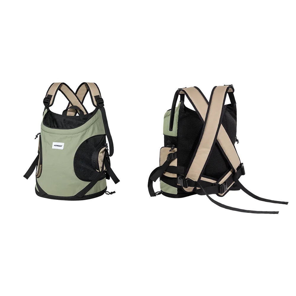 Front Cross Dog and Cat Shoulder Canvas Bag Olive Green