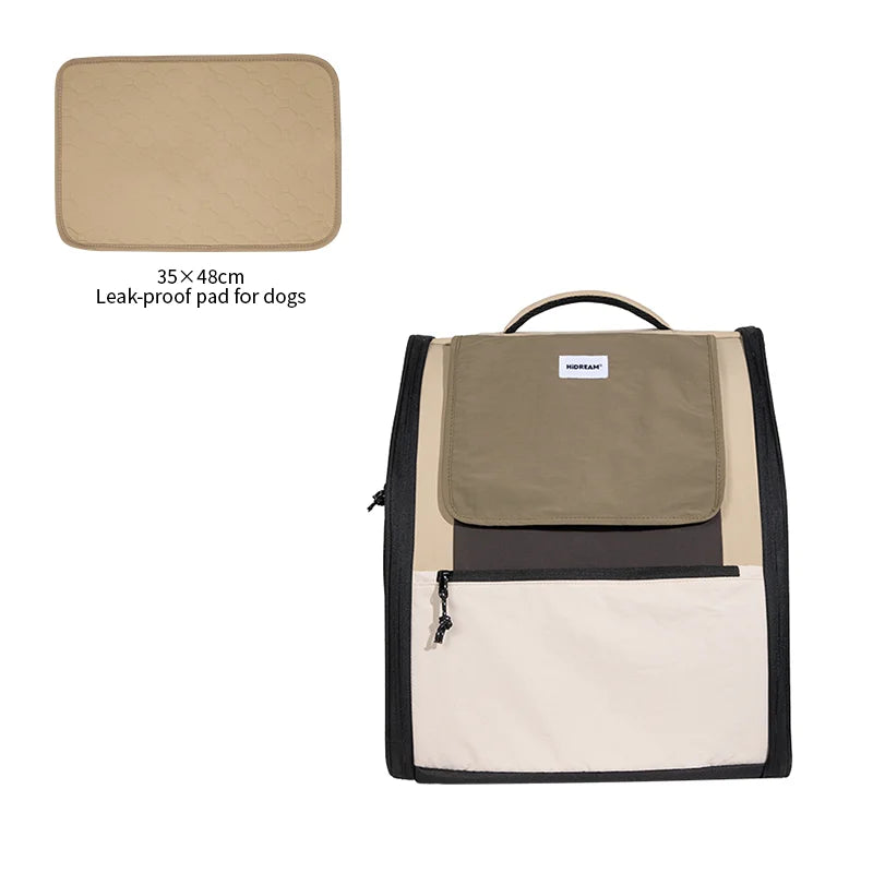 Large Capacity Deluxe Dog and Cat Travel Backpack Milk Brown and Urine Pad