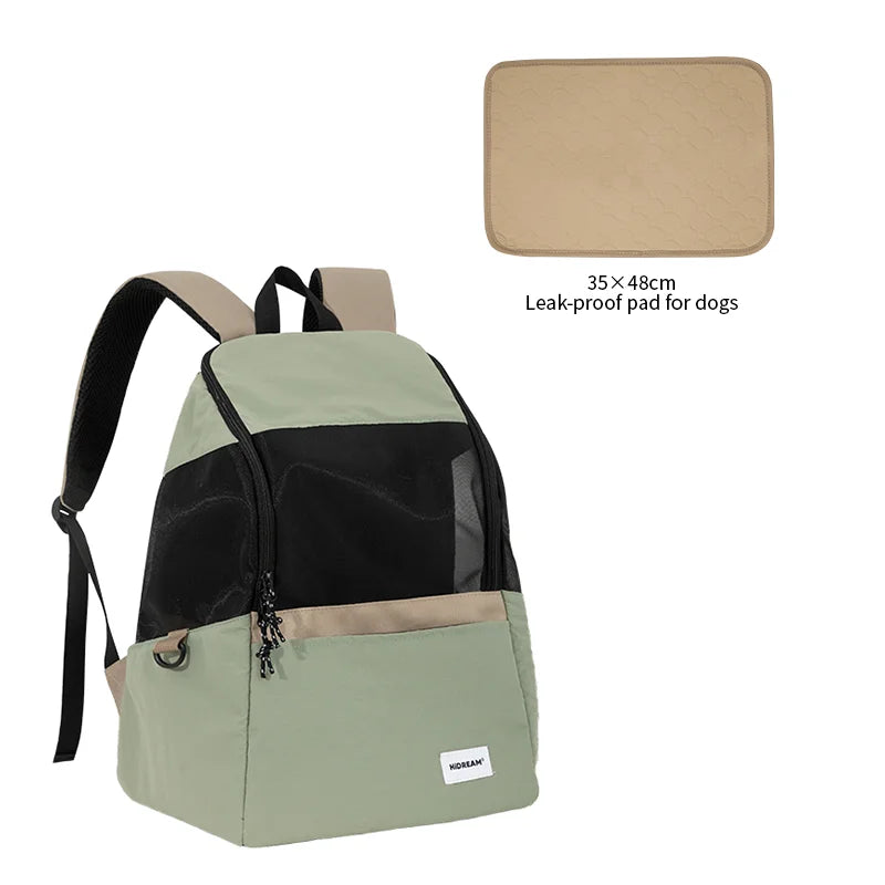 City Light Dog and Cat Backpack Carrier for Owners Olive Green with Urine Pad