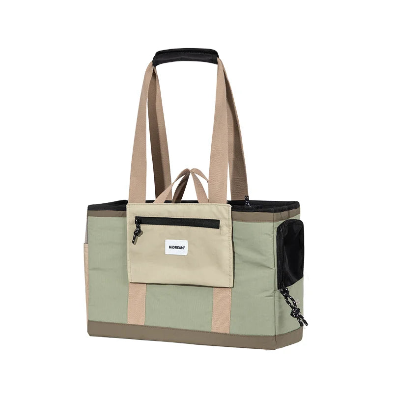 Picnic Dog and Cat Travel Carrier Tote Bag Olive Green