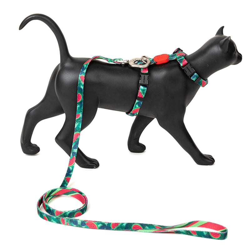 Color Castle Cat Harness and Leash Set Watermelon